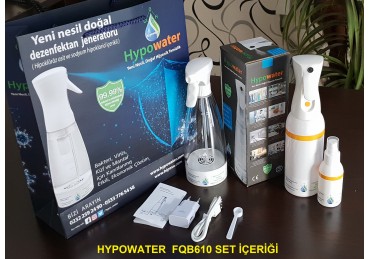 Hypowater FQB610 Taşınabilir Elektrolize Dezenfekte Edici Hijyen Su (Hipokloröz asit içerikli) Üretim Cihazı (400ml-USB besleme-Tetikleme sprey başlık)