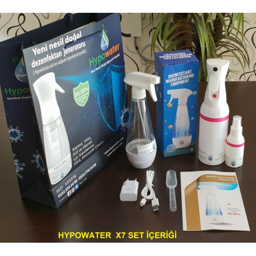 Hypowater X7 Taşınabilir Elektrolize Dezenfekte Edici Hijyen Su (Hipokloröz asit içerikli) Üretim Cihazı (300ml)