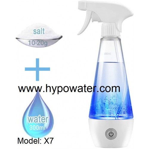 Hypowater X7 Taşınabilir Elektrolize Dezenfekte Edici Hijyen Su (Hipokloröz asit içerikli) Üretim Cihazı (300ml)